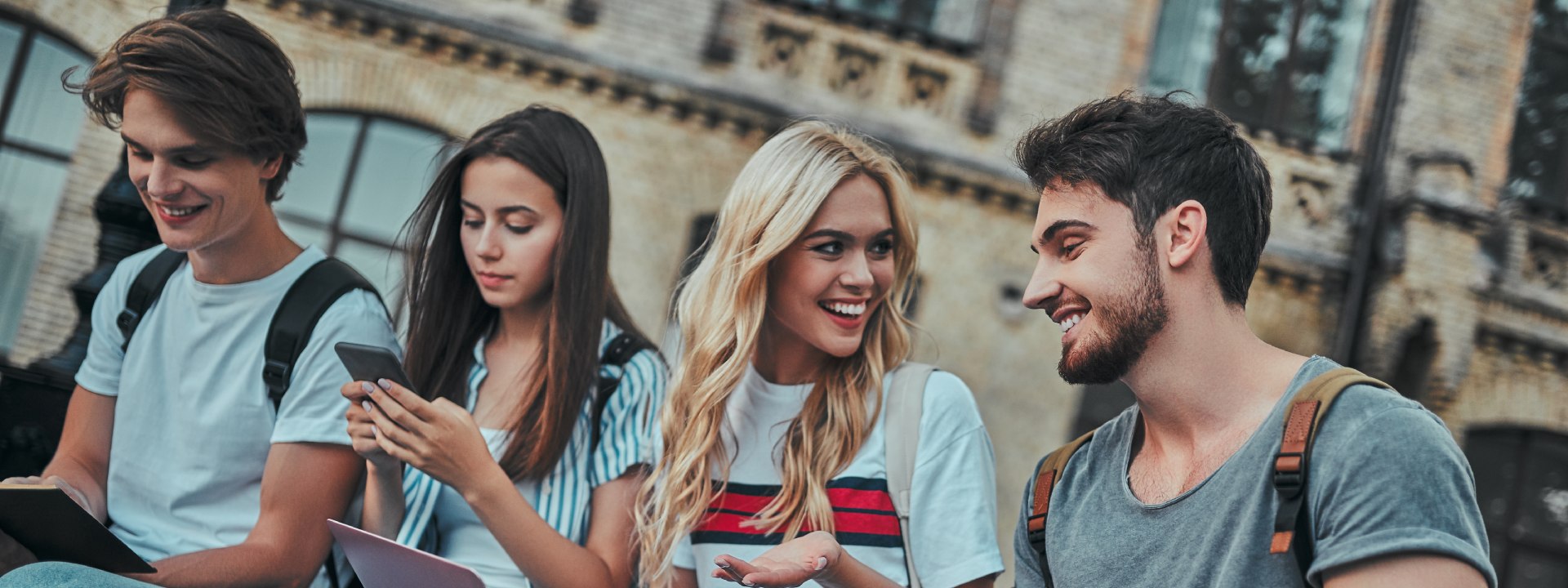 young people with phones