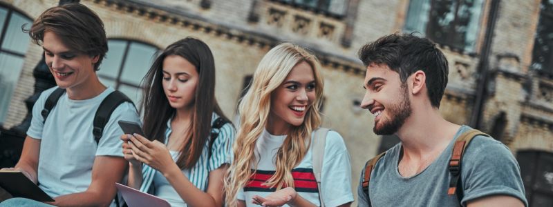 young people with phones