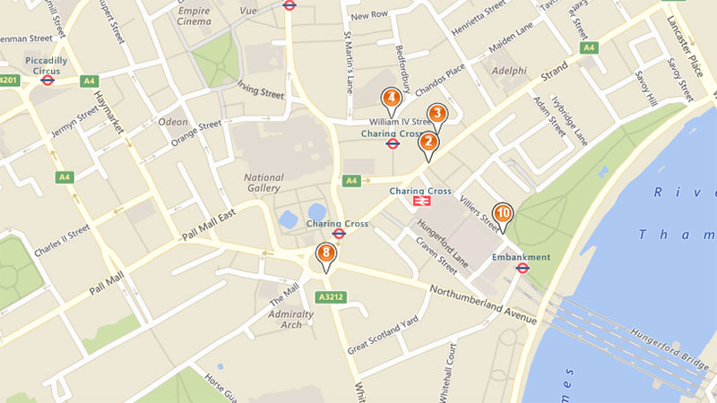 Tha map shows ATM locations in London