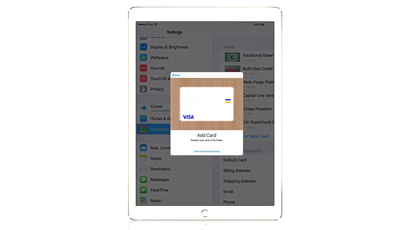 Visa card on the iPad display