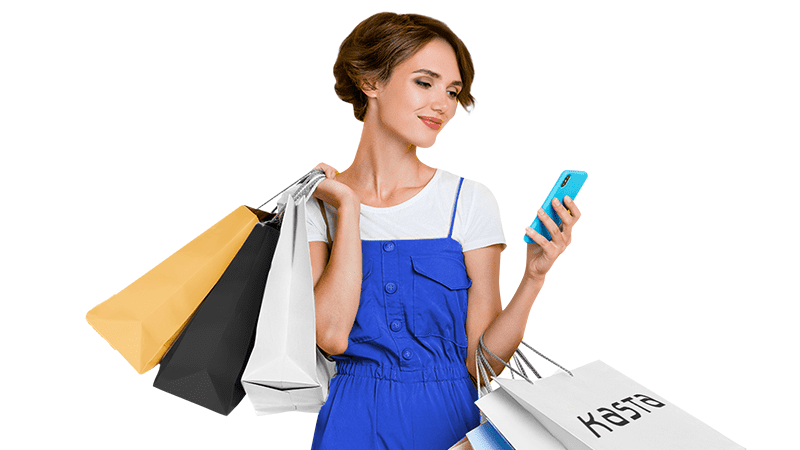Woman with online purchases from Kasta